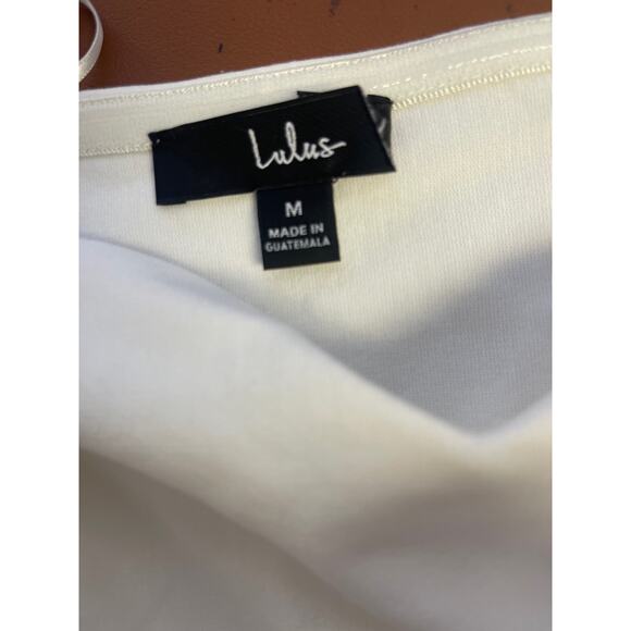 LULU'S SZ M White How Much I Care Ivory Off-the-Shoulder Midi Dress NEW B79 - Picture 7 of 9